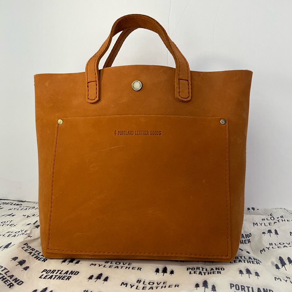 Portland Leather Classic Mini Crossbody Tote In Peach-New